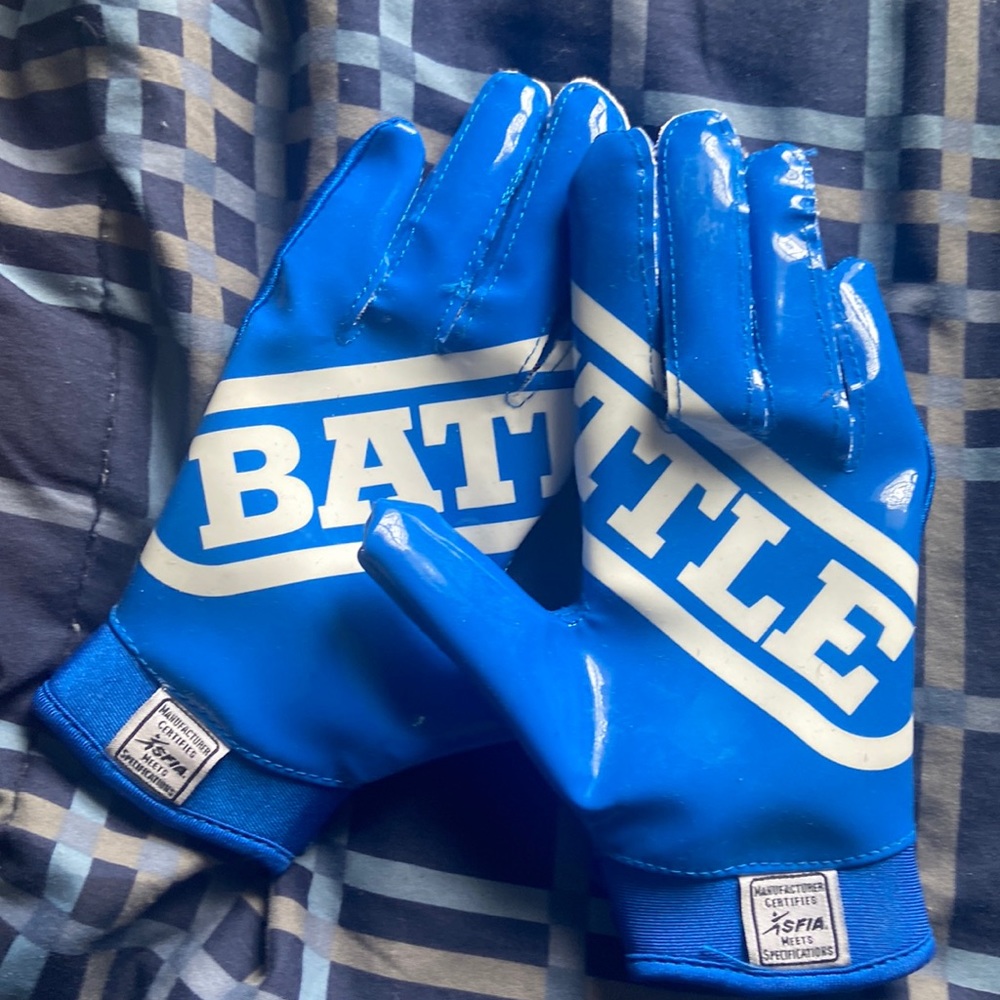 Xl kids blue battle football gloves